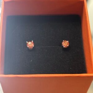 Elegant Orange Moissanite Stud Earrings